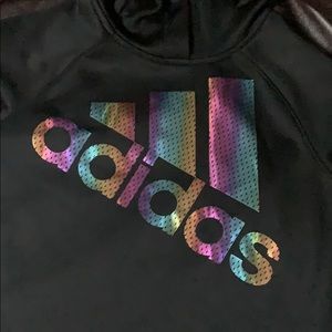Girls black adidas hoodie size Large (10/12)